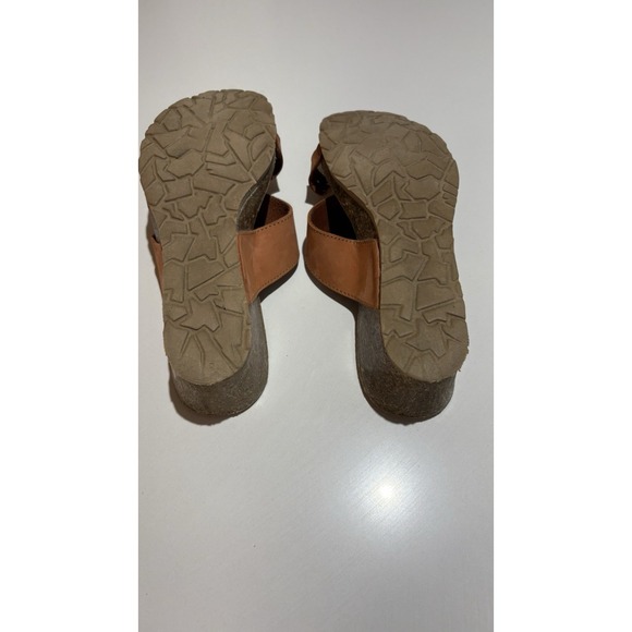 Massimo Caponi Italian‎ Leather Flower Thong Sandals Slides Wedges - Picture 8 of 9